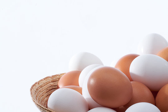 white eggs in basket