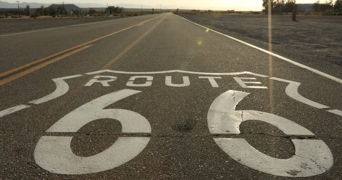 Route 66 road marker, Amboy, California, USA