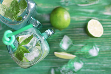 Lemonade from lime and mint
