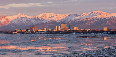 Anchorage Skyline as the Sun Sets
