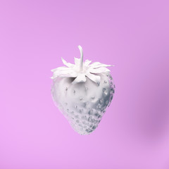 silver strawberry on a blue background,valentines day, 3d rendering. 3d illustration.