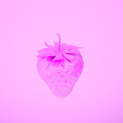 pink strawberry on a pink background,valentines day, 3d rendering. 3d illustration.