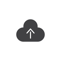 Upload to cloud icon vector, filled flat sign, solid pictogram isolated on white. Cloud storage upload symbol, logo illustration.