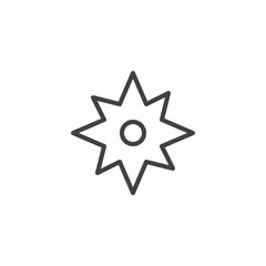 Compass wind rose line icon, outline vector sign, linear style pictogram isolated on white. Symbol, logo illustration. Editable stroke