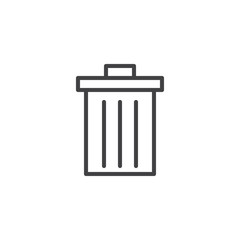 Trash can line icon, outline vector sign, linear style pictogram isolated on white. Delete symbol, logo illustration. Editable stroke