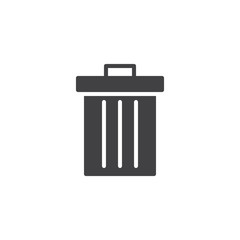 Trash can icon vector, filled flat sign, solid pictogram isolated on white. Dustbin symbol, logo illustration.