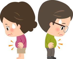 腹部の肥満に悩む中年の男女