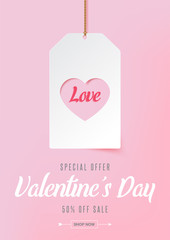 Happy valentine's day and love vector sale banner card and poster design.Illustration eps10.