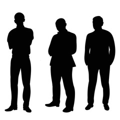 vector, isolated silhouette of men business stand, group