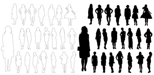 silhouette of girl and woman, set