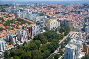 The bird's eye view of the central Lisbon. Portugal