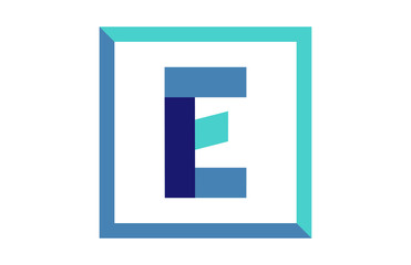 E Square Blue Ribbon Letter Logo