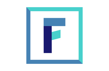 F Square Blue Ribbon Letter Logo