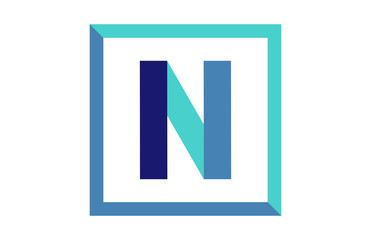 N Square Blue Ribbon Letter Logo