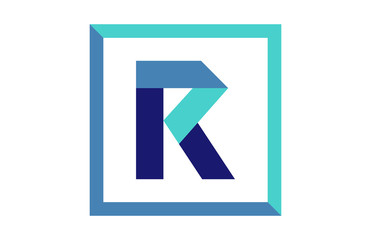 R Square Blue Ribbon Letter Logo