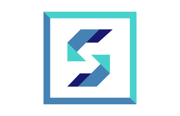 S Square Blue Ribbon Letter Logo