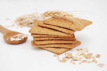 Cookies. Oatmeal Cookies with Sesame Seeds and Wholegrain isolated on white background, Diet and fitness Concept.