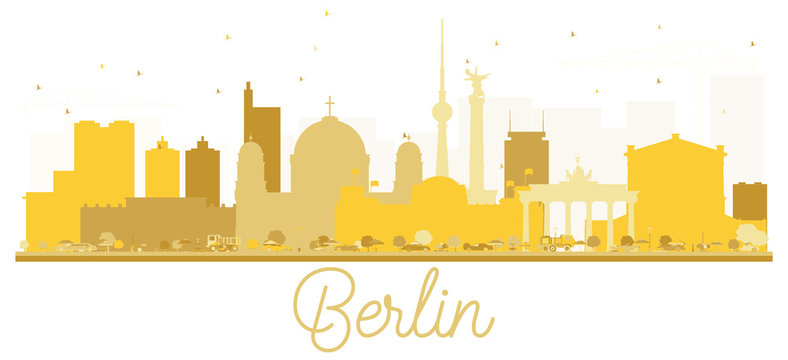Berlin Germany City skyline golden silhouette.