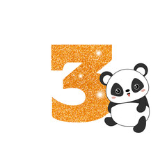 Birthday anniversary number with cute panda