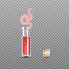 Realistic Chemistry glass bottles of potion. Love potion. Vector illustration.