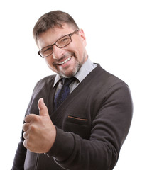 Mature man on white background