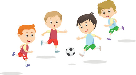 illustration of boys kicking football on the sports field