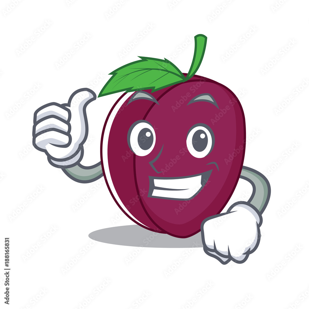 Poster thumbs up plum character cartoon style