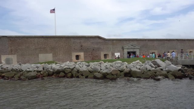 People Walking into Fort Sumter Entrance