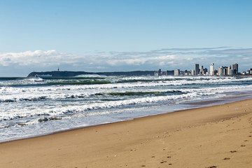 Fototapeta na wymiar Coastal Landscape Against Blue Sky in Durban South Africa