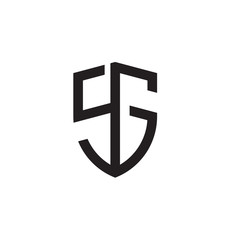 Initial letters line shield shape logo