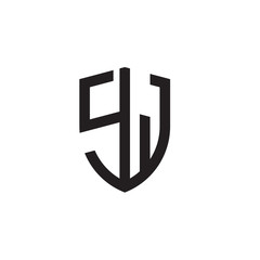 Initial letters line shield shape logo