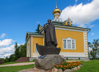 Monument to St. Nicholas the Wonderworker. Volgoverkhovye Olginsky convent. Tver Region. Source Volga river