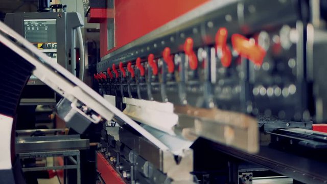 A stainless steel sheet bending process.