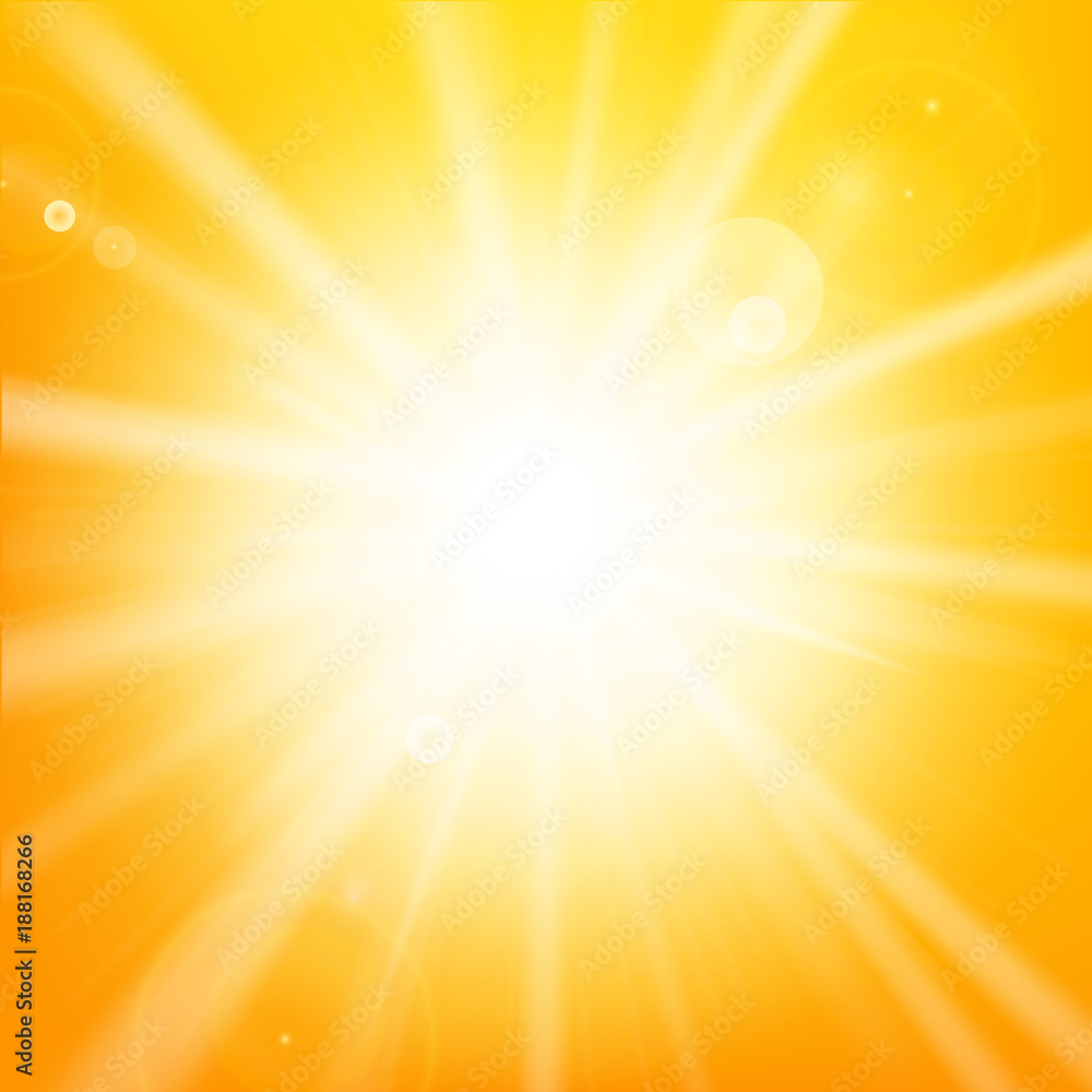 Poster abstract hot yellow background with sunlight and flare element for summer vector illustration eps10 