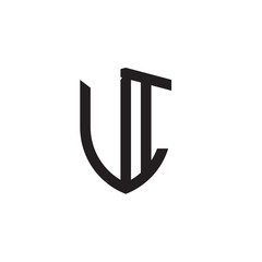 Initial letters line shield shape logo