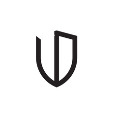 Initial letters line shield shape logo