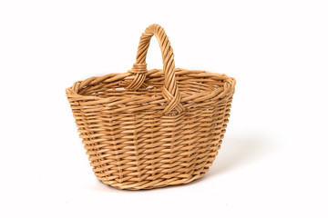     Old Wicker Basket  On a White Background