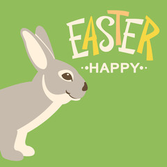 easter design profile   rabbit vector illustration flat