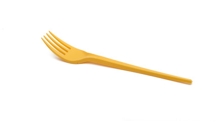  plastic yellow fork isolated