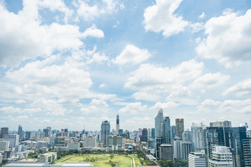 Cityscpae of bangkok district thailand with blue sky and cloud.