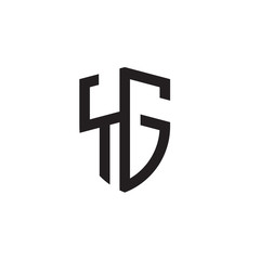 Obraz premium Initial letters line shield shape logo