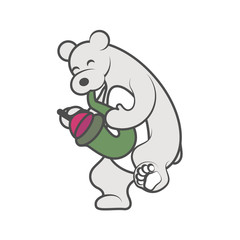 White bear is playing a musical instrument saxophone with mute vector illustration