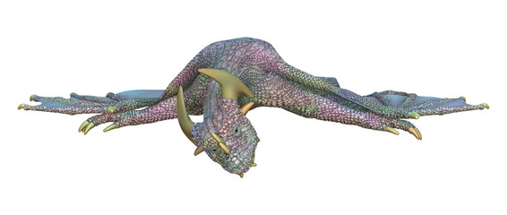 Fototapeta premium 3D Rendering Fantasy Dragon on White