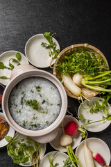 山菜粥　七草粥　Wild grass porridge Japanese food
