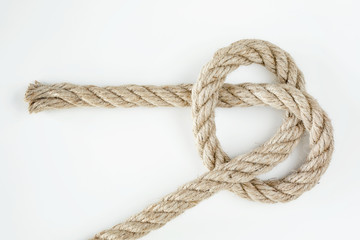 Cut out fringe loose knotted rope isolated on white background