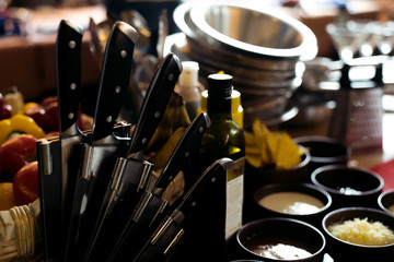 Tables set for an event, catering table set