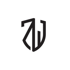 Initial letters line shield shape logo