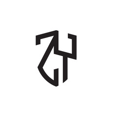 Initial letters line shield shape logo