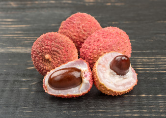 Lychee fruit with half