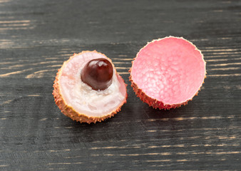 Lychee fruit with half